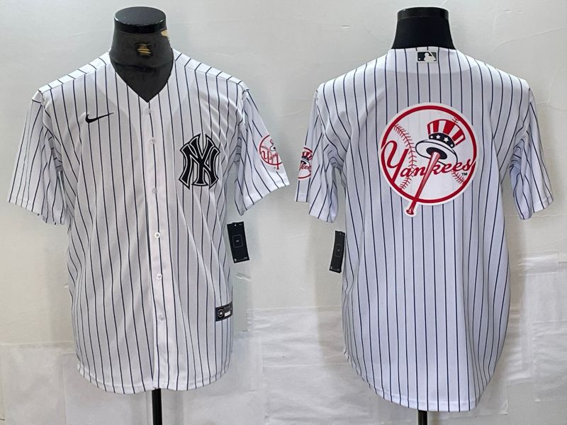 Men New York Yankees Blank White Stripe Second generation joint name Nike 2024 MLB Jersey style 7